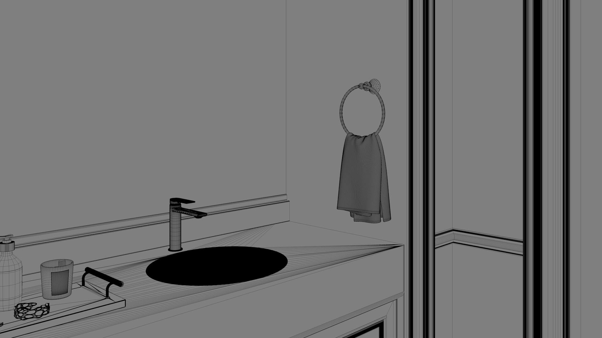 Luxury Neoclassical Bathroom with Freestanding Bathtub 3D Model