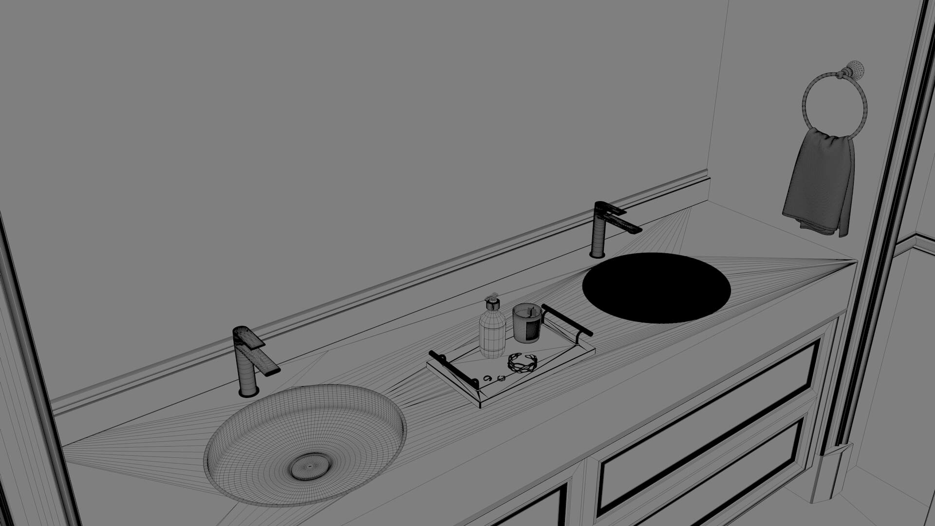 Luxury Neoclassical Bathroom with Freestanding Bathtub 3D Model