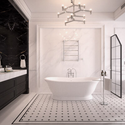 Luxury Neoclassical Bathroom with Freestanding Bathtub 3D Model