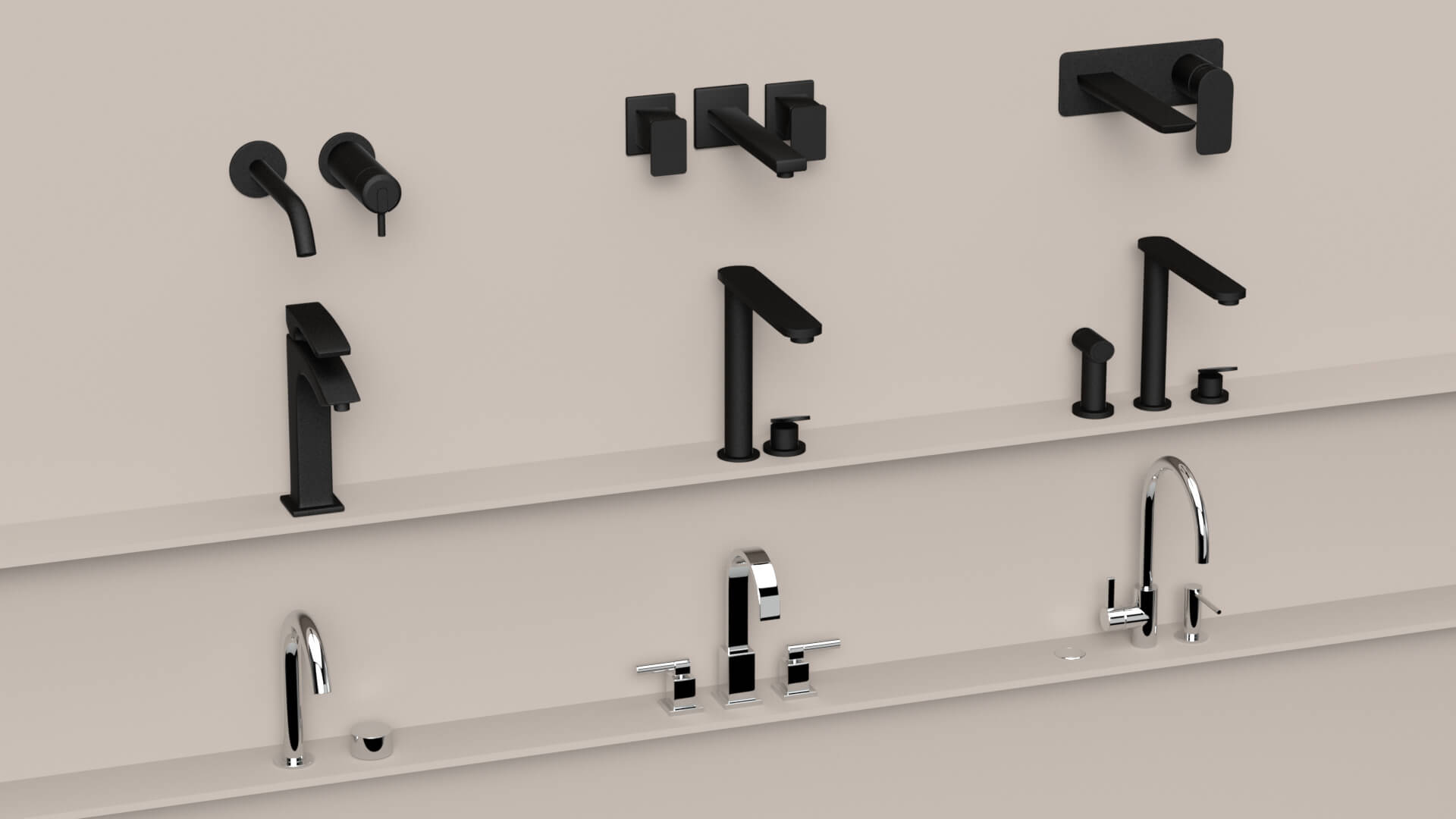 Modern Bathroom Faucet Collection 3D Model