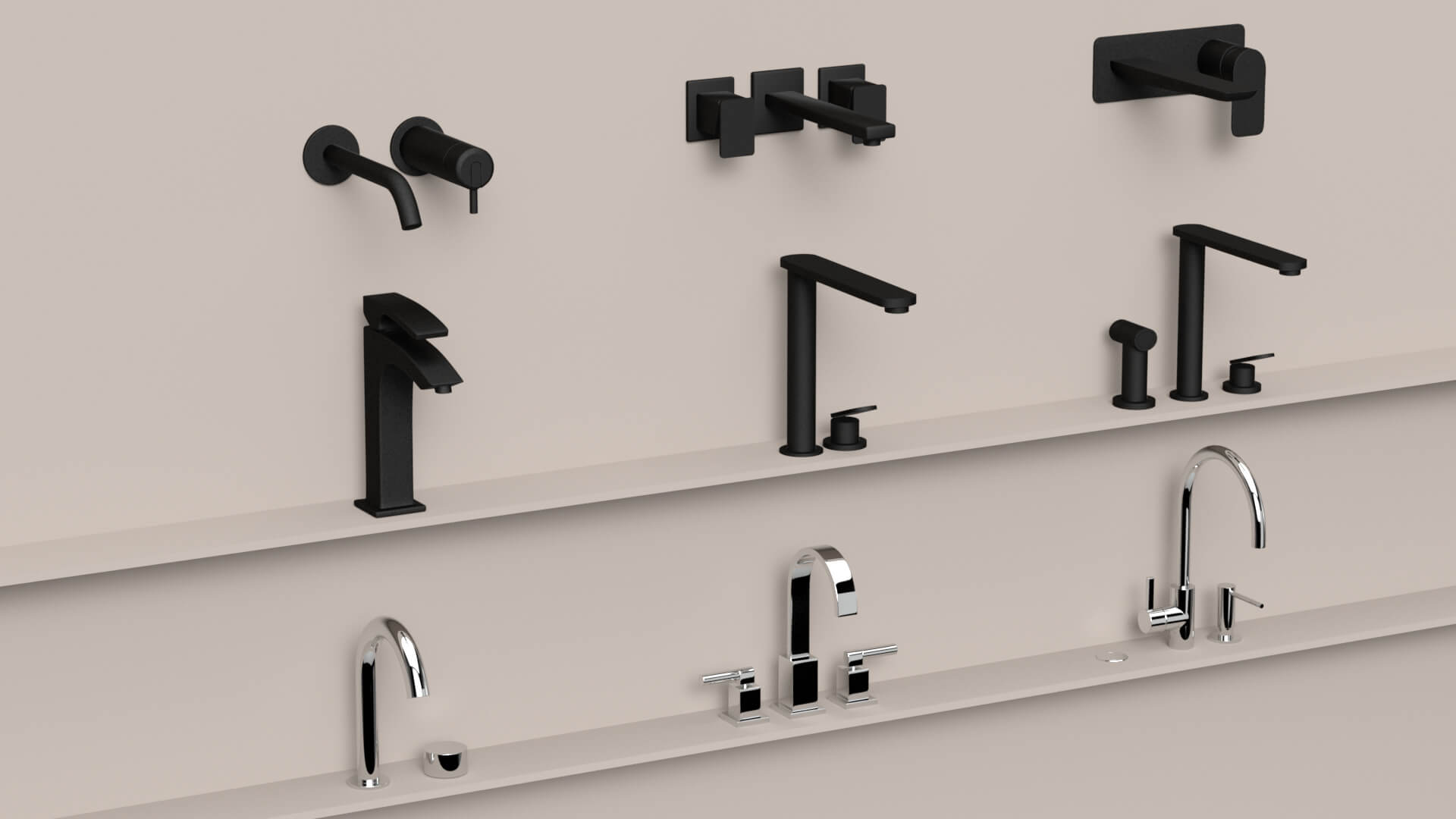 Modern Bathroom Faucet Collection 3D Model