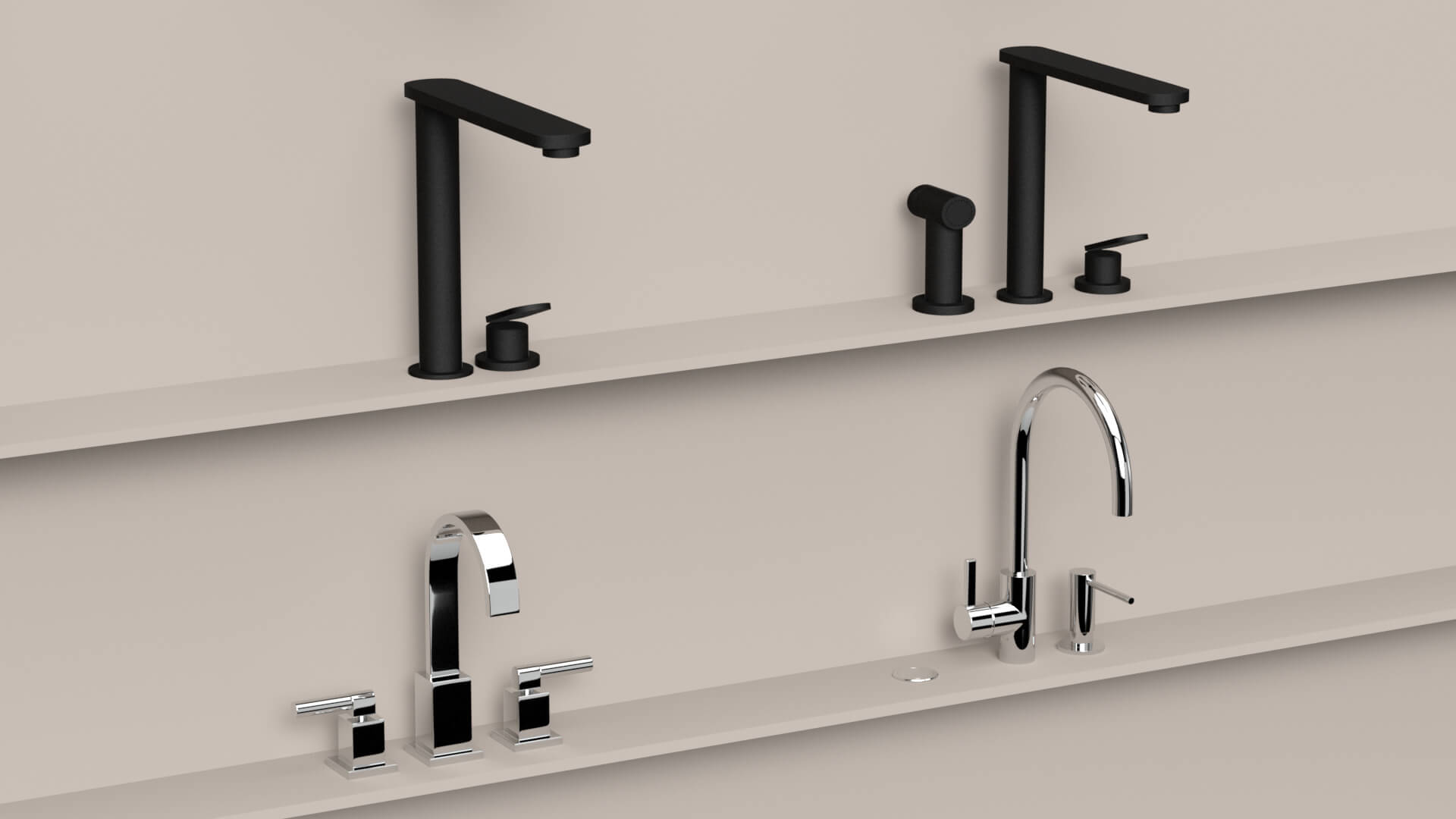 Modern Bathroom Faucet Collection 3D Model