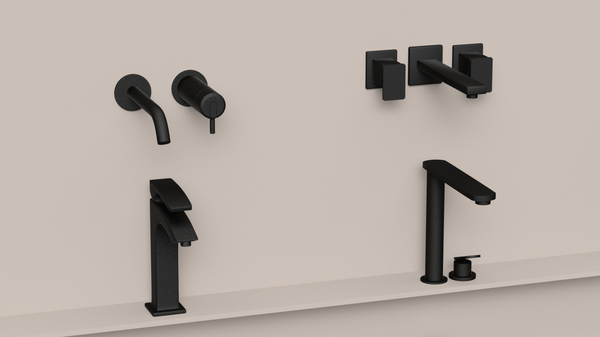 Modern Bathroom Faucet Collection 3D Model