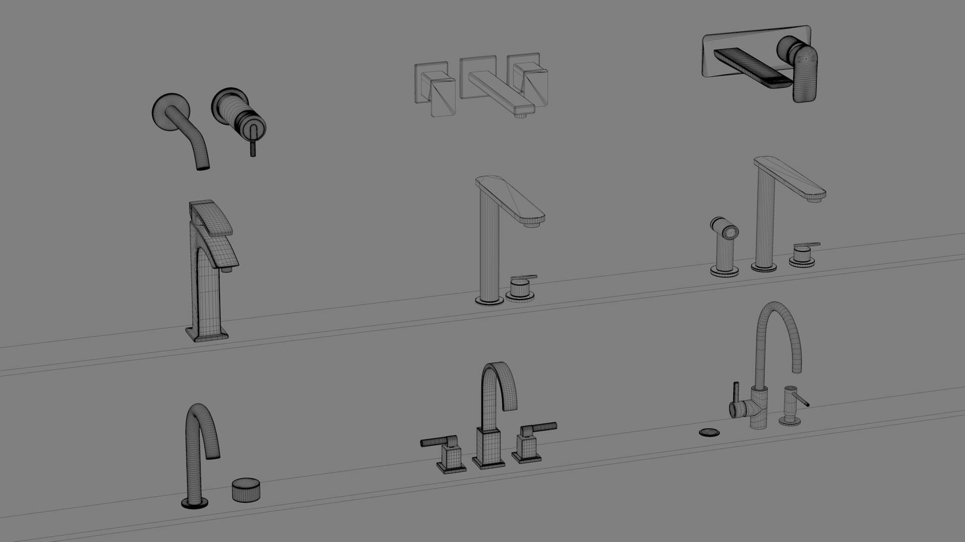 Modern Bathroom Faucet Collection 3D Model
