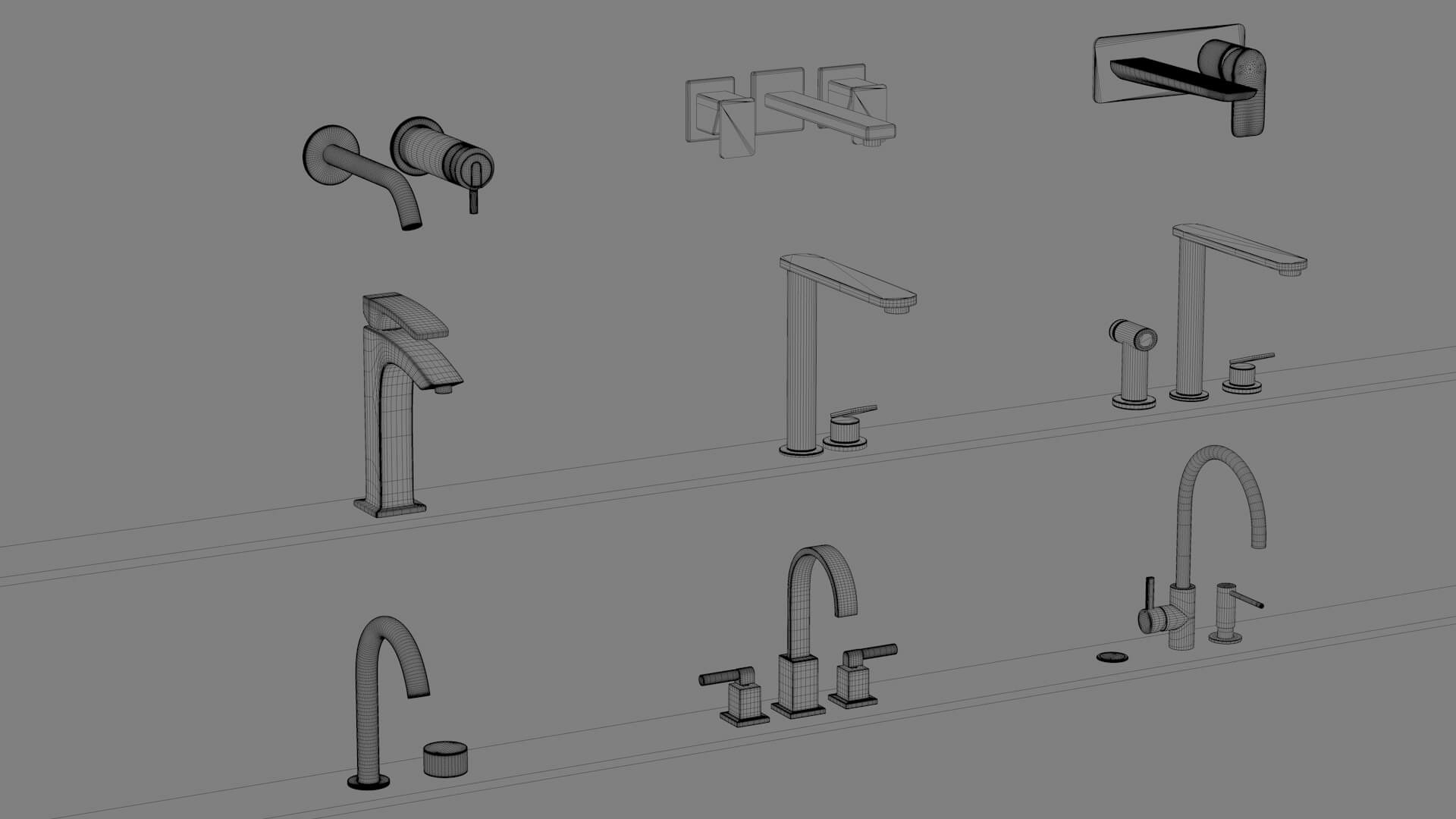 Modern Bathroom Faucet Collection 3D Model
