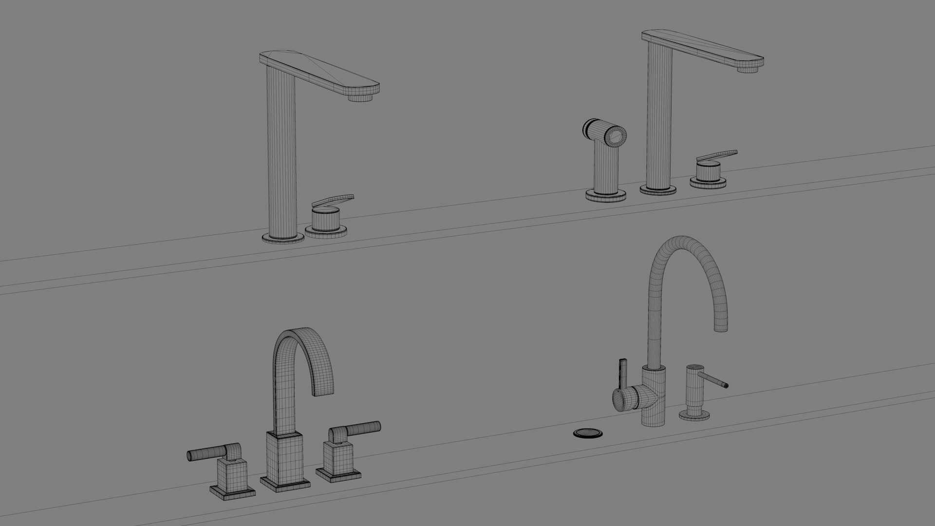 Modern Bathroom Faucet Collection 3D Model