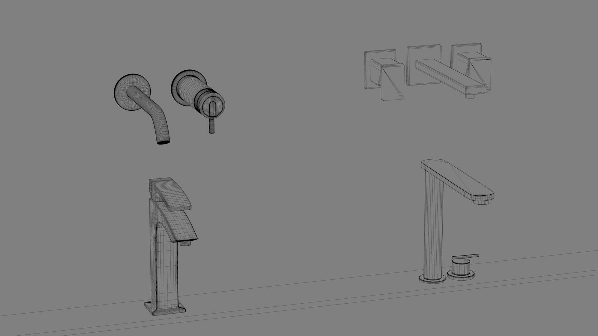 Modern Bathroom Faucet Collection 3D Model