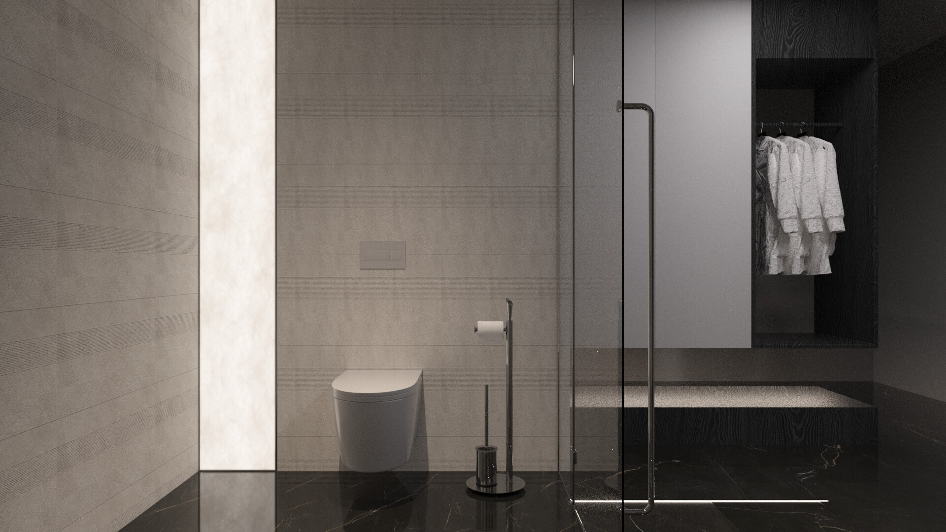 Modern Black Stone Bathroom Interior 3D Model 3D Model