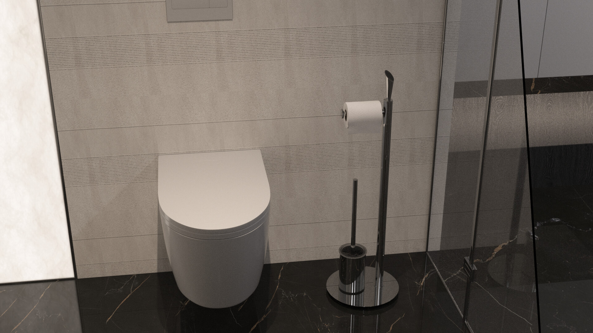 Modern Black Stone Bathroom Interior 3D Model 3D Model