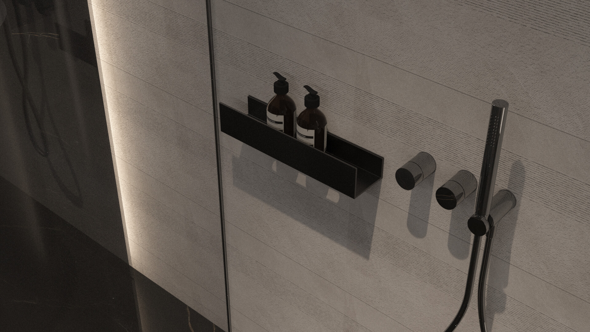 Modern Black Stone Bathroom Interior 3D Model 3D Model