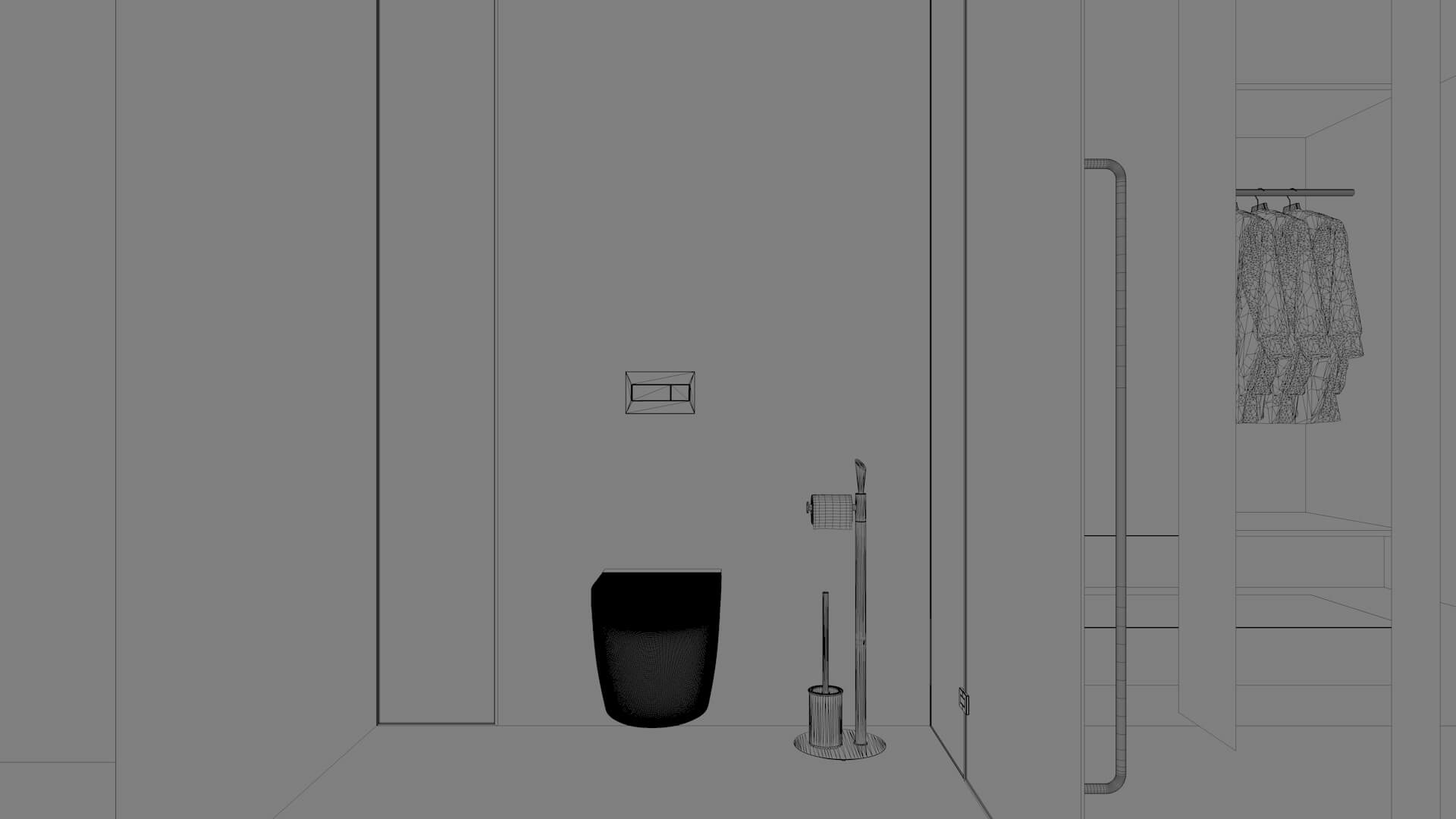 Modern Black Stone Bathroom Interior 3D Model 3D Model