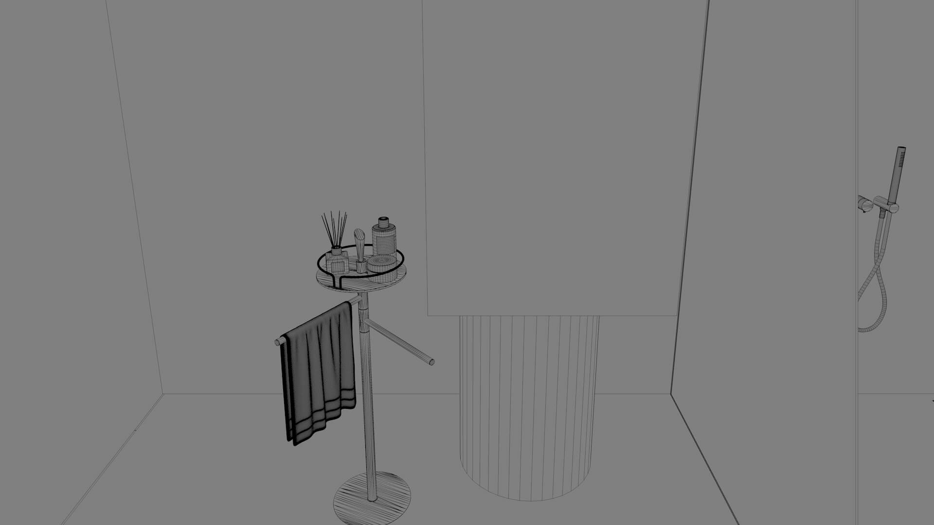 Modern Black Stone Bathroom Interior 3D Model 3D Model