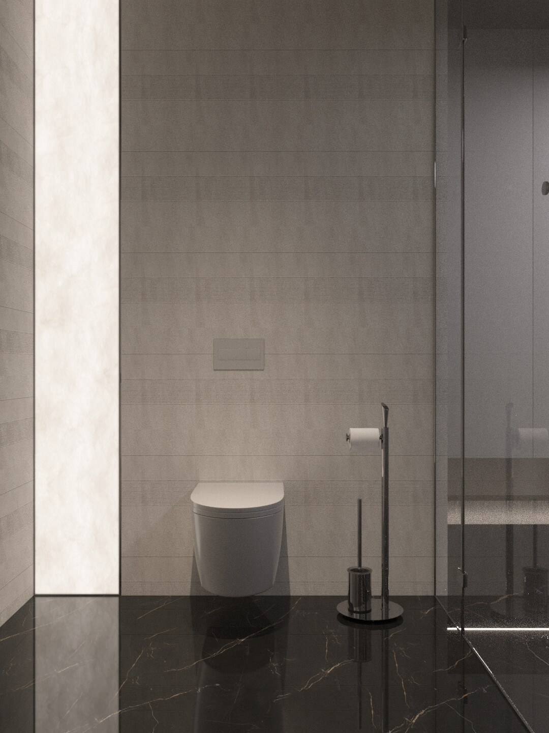Modern Black Stone Bathroom Interior 3D Model 3D Model