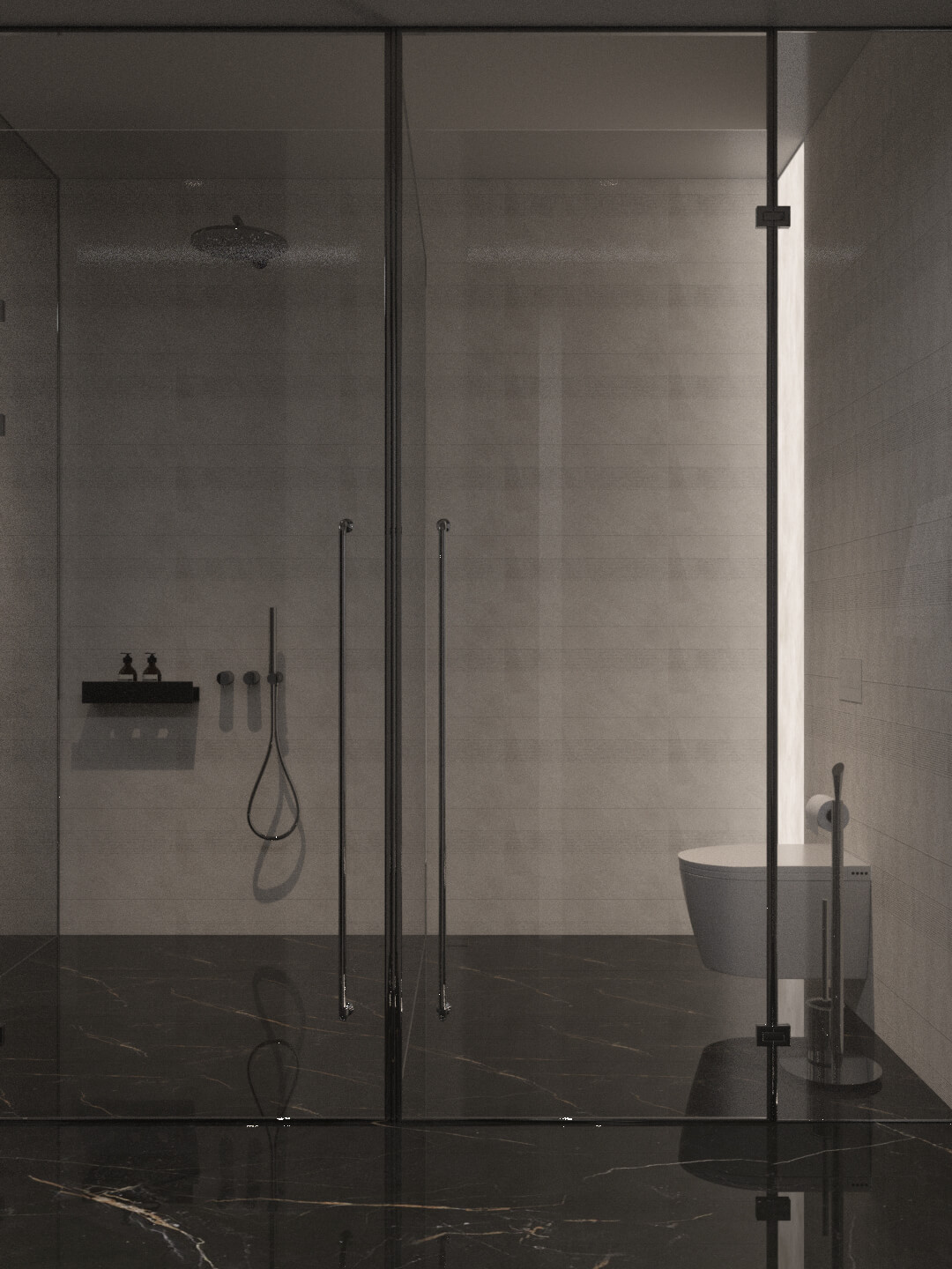 Modern Black Stone Bathroom Interior 3D Model 3D Model