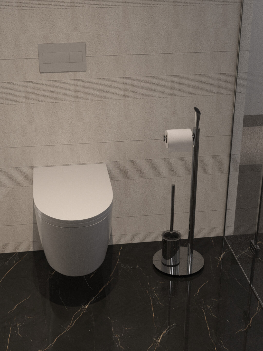 Modern Black Stone Bathroom Interior 3D Model 3D Model