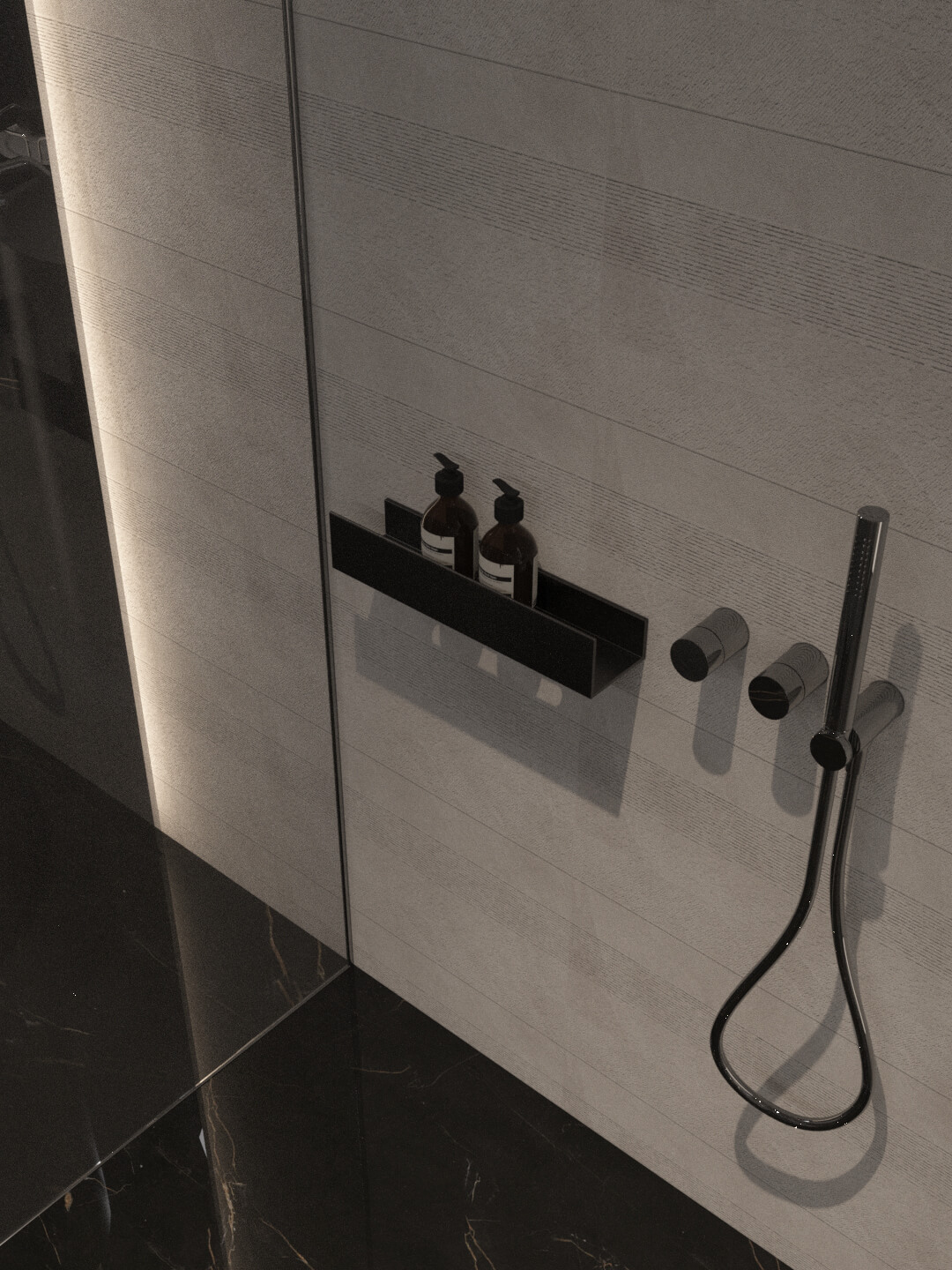 Modern Black Stone Bathroom Interior 3D Model 3D Model