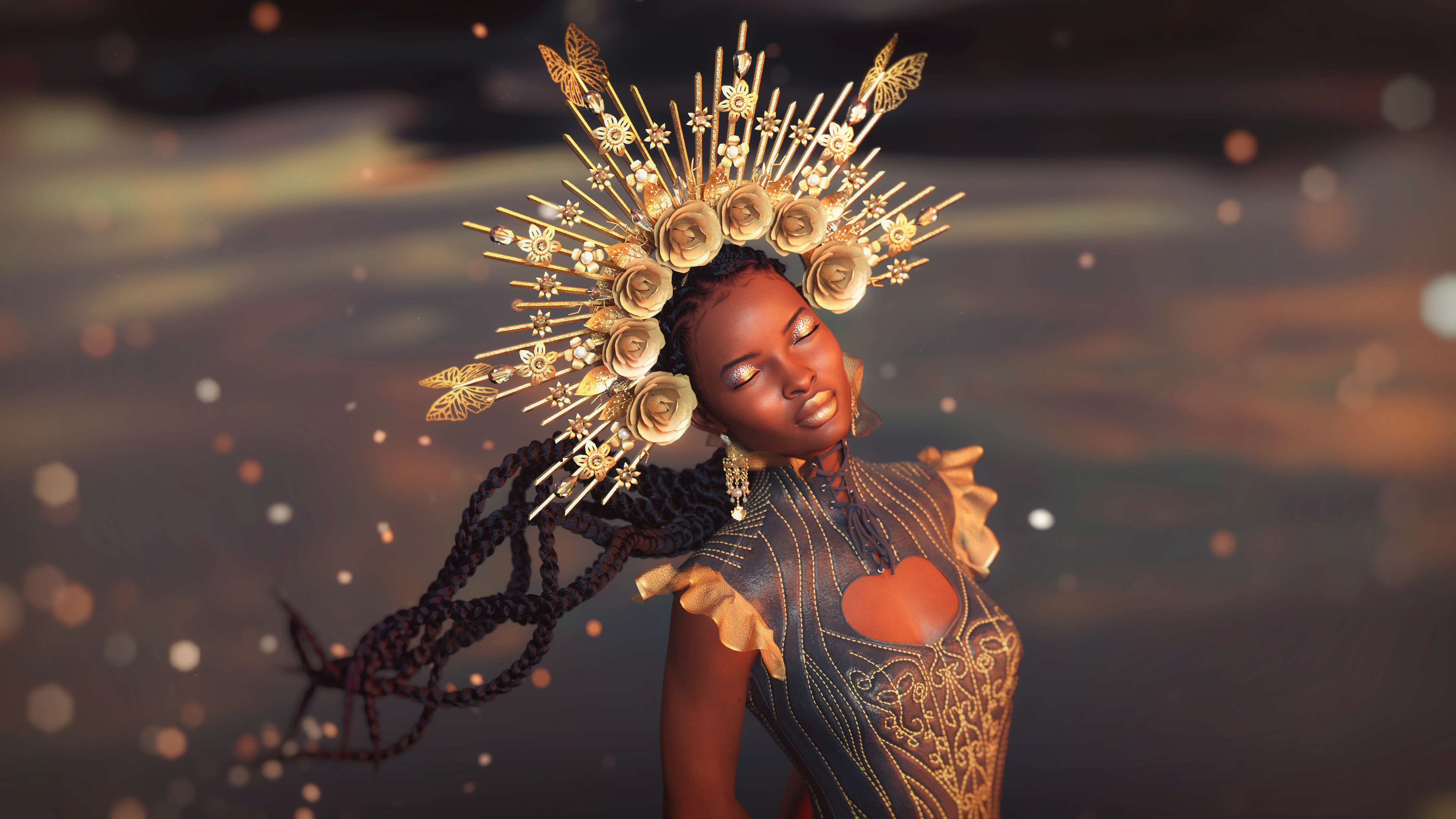 The Queens Golden Hour 3D Render, Digital Artwork by Kadaj777