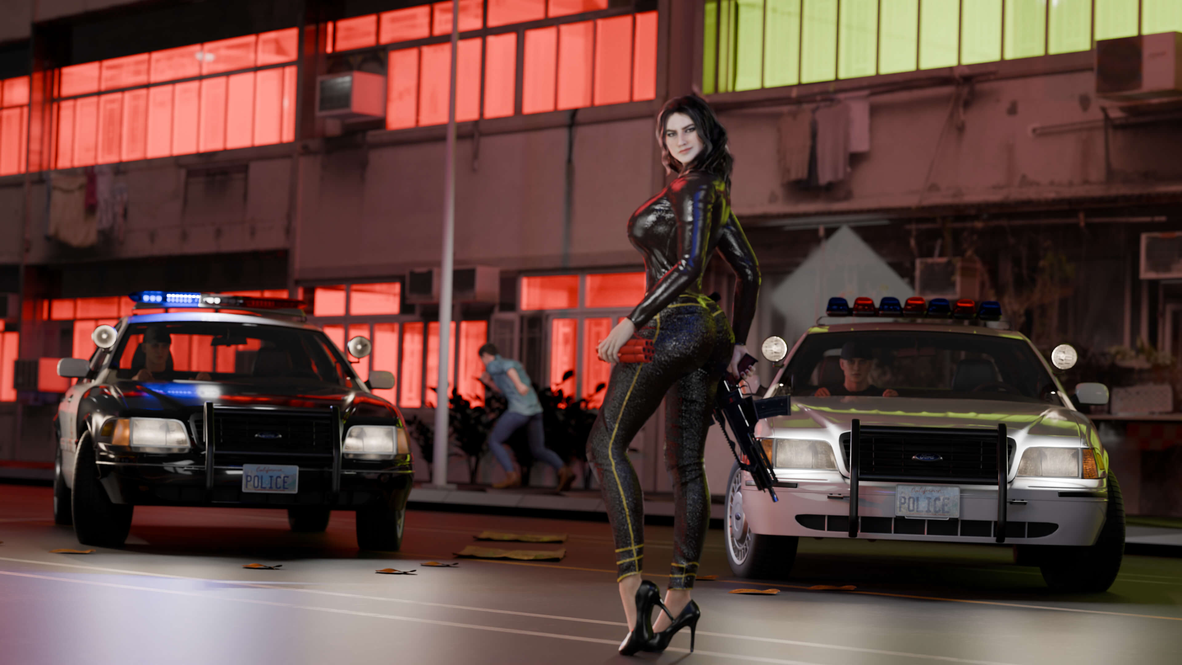 She Enjoys the Chase 3D Render, Digital Artwork by kahu