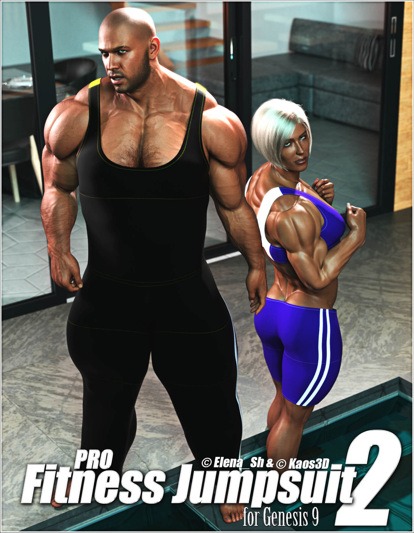 Pro Fitness Jumpsuit 2 for Genesis 9 3D Render, Digital Artwork by Kaos3D