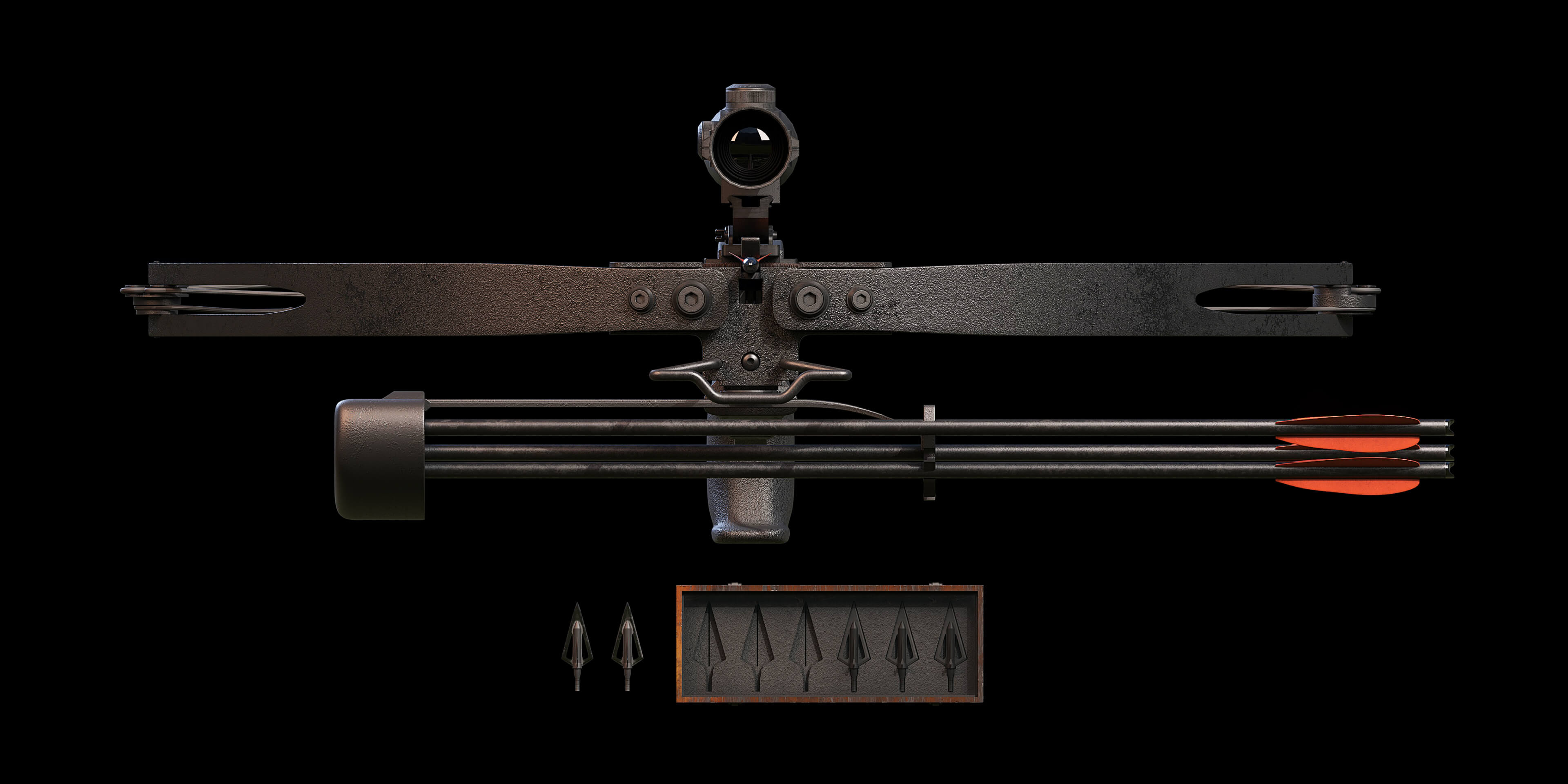 Crossbow Bow and Arrow 3D Model 3D Render, Digital Artwork by KATEDRA604