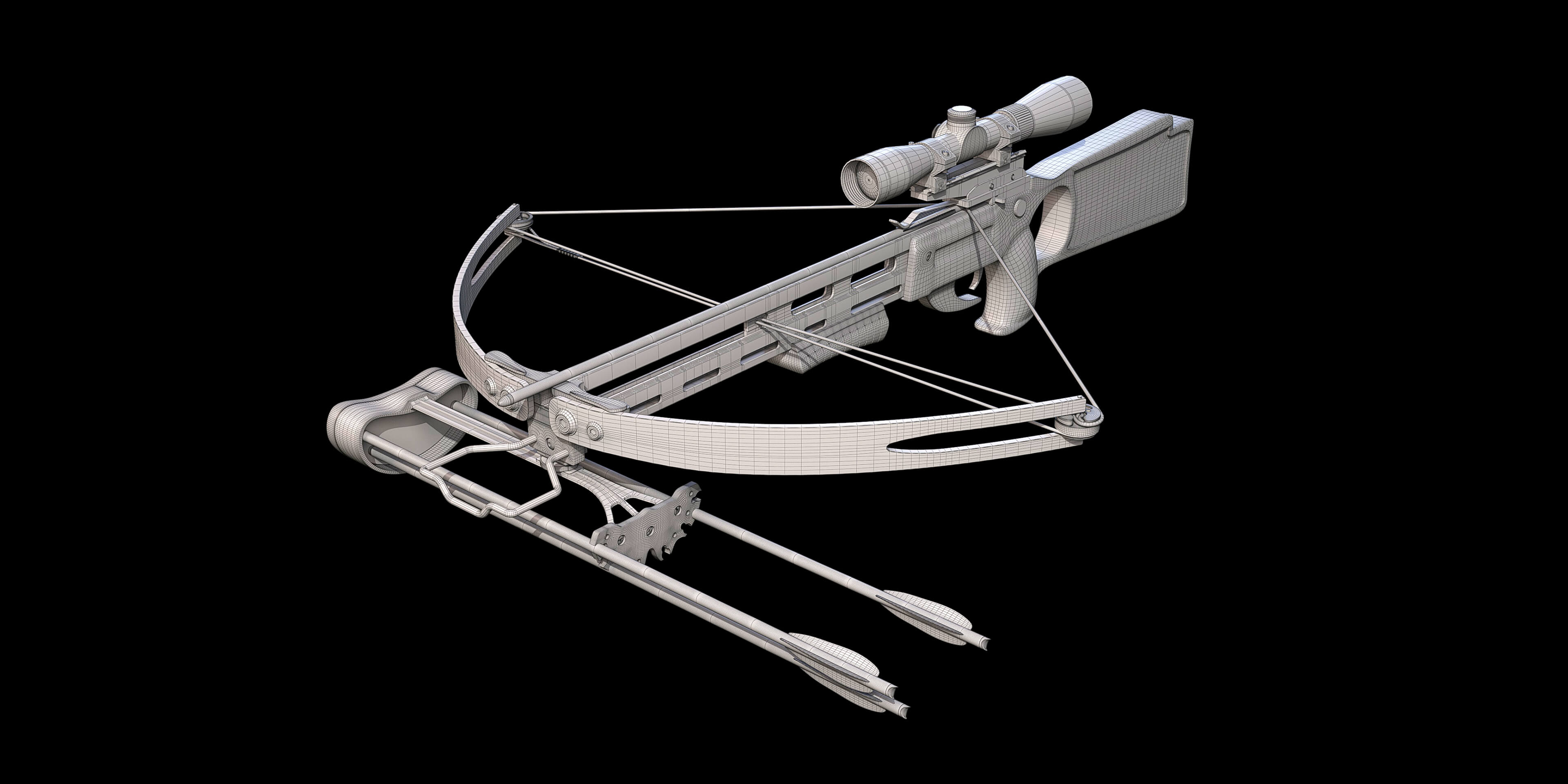 Crossbow Bow and Arrow 3D Model 3D Render, Digital Artwork by KATEDRA604