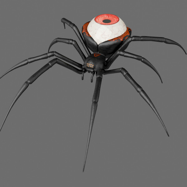 Rigged Black Widow Spider With an Animated Eyeball