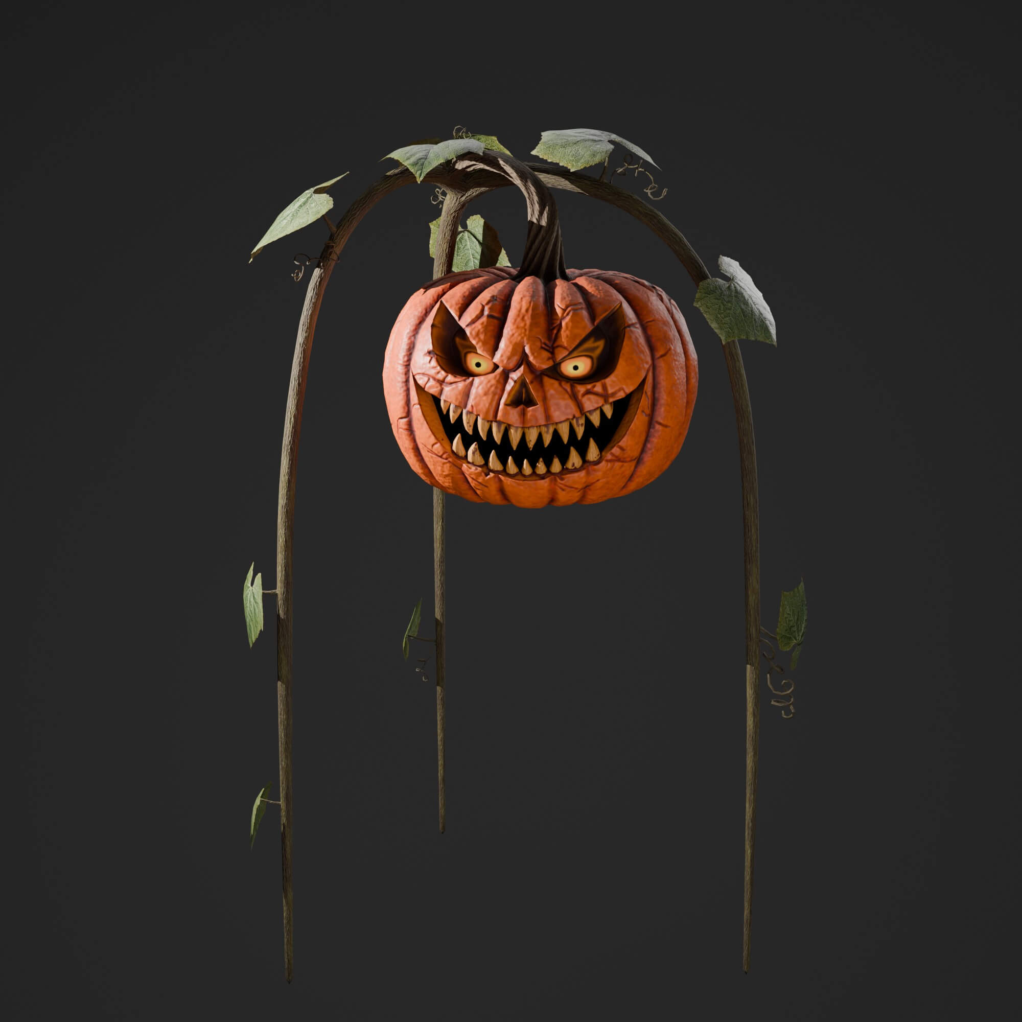 Stylized Halloween Pumpkin 3D Render, Digital Artwork by KaterynaBondarenko