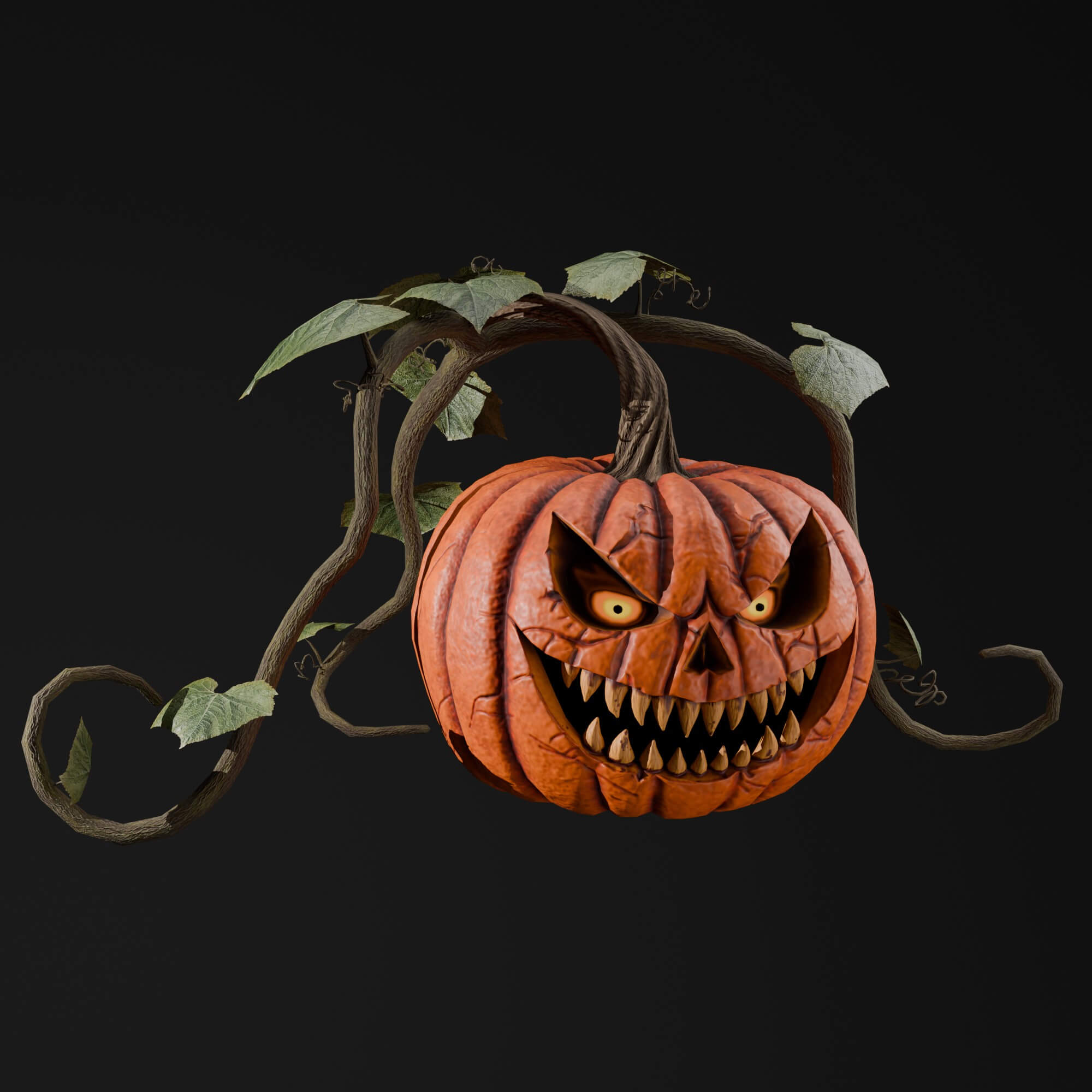 Stylized Halloween Pumpkin 3D Render, Digital Artwork by KaterynaBondarenko