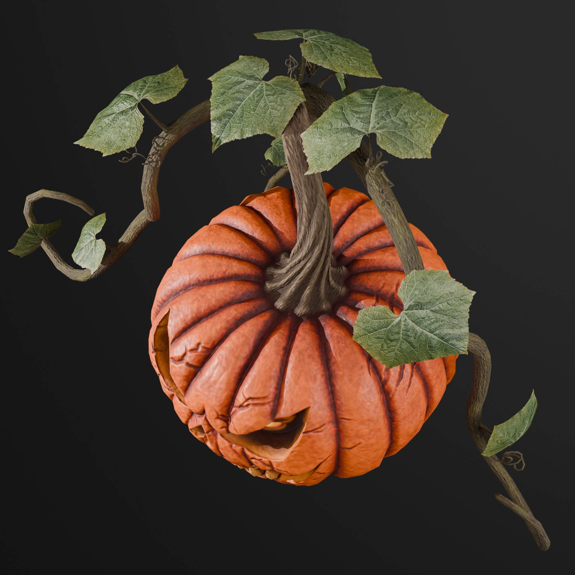 Stylized Halloween Pumpkin 3D Render, Digital Artwork by KaterynaBondarenko