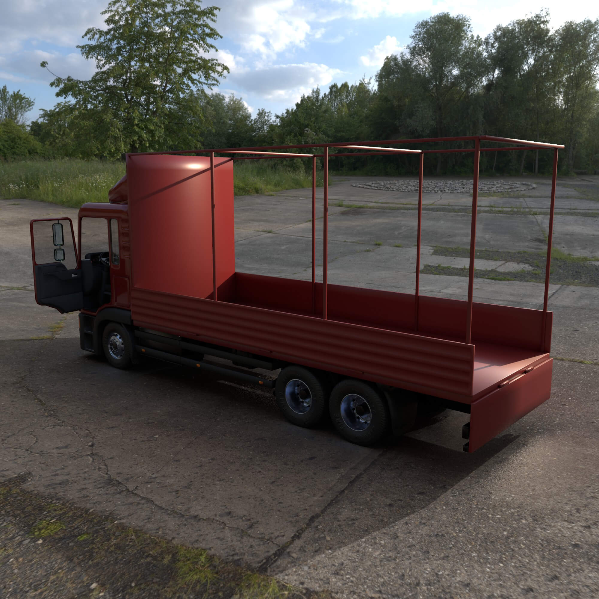 Truck with Sides and Stands 3D Render, Digital Artwork by katherina