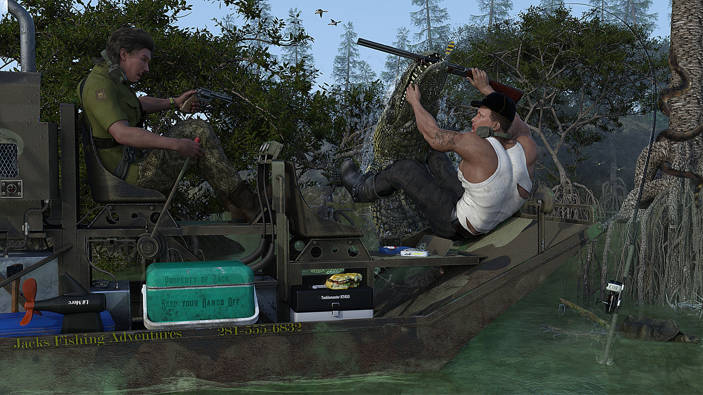 A Fishing Trip Gone Wrong 3D Render, Digital Artwork by keener