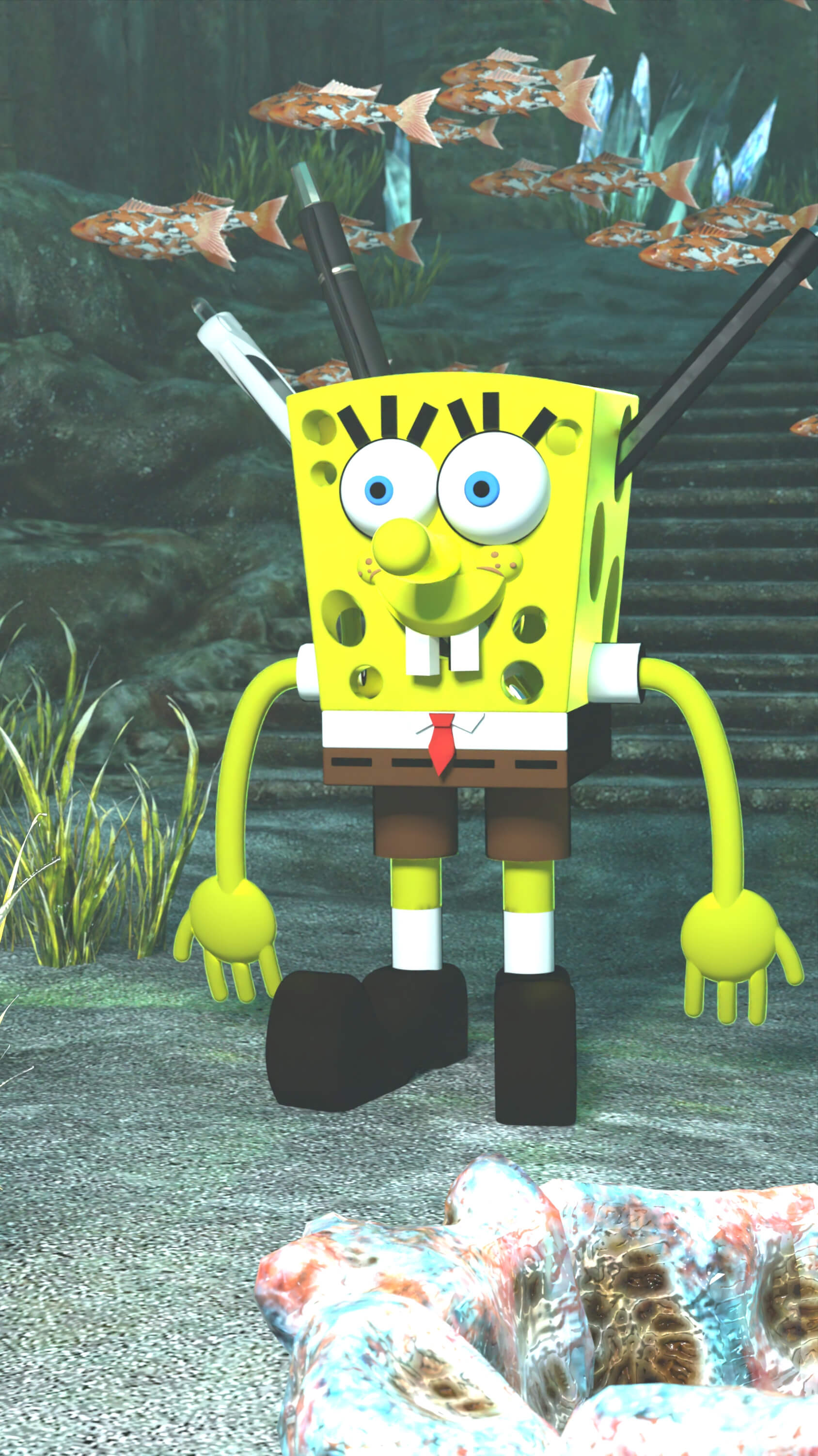 Stereo Bob Is a Pencil Pot 3D Render, Digital Artwork by Keld