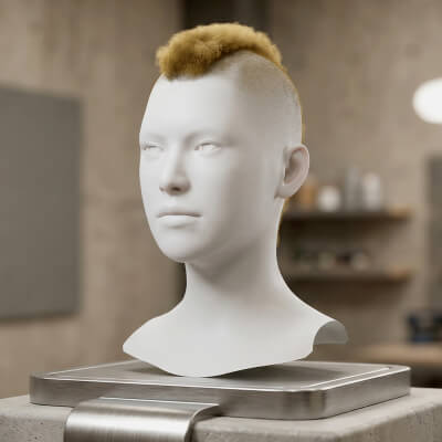 MetaHuman Compatible Curly Mohawk Hair Cards Realtime