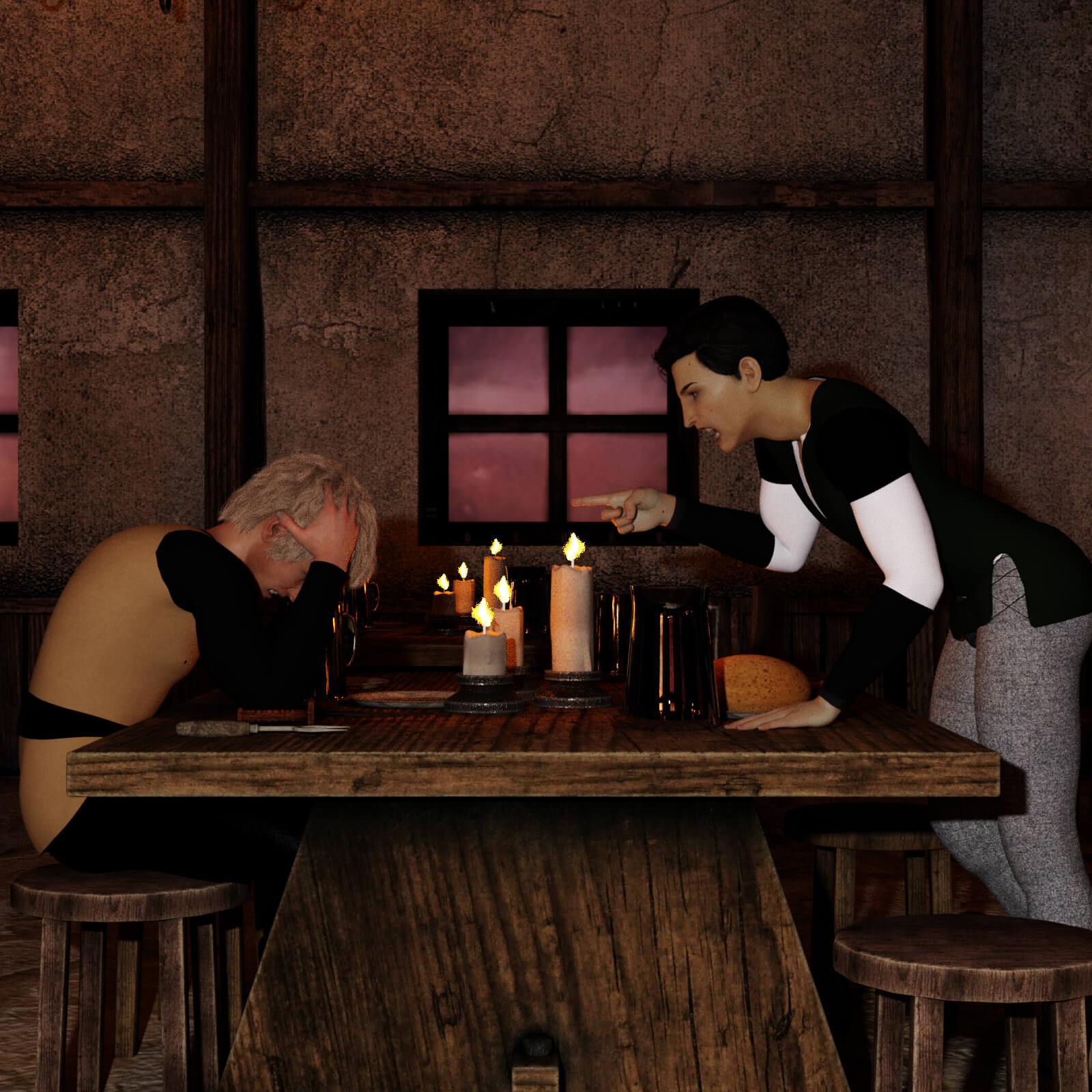 Lovers Quarrel - Poses for G8M Daz Content