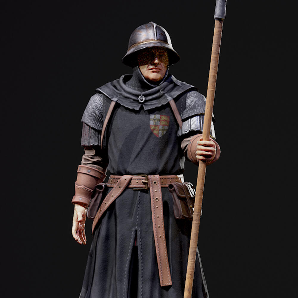 Medieval Spearman 3D Render, Digital Artwork by KirTheGreat