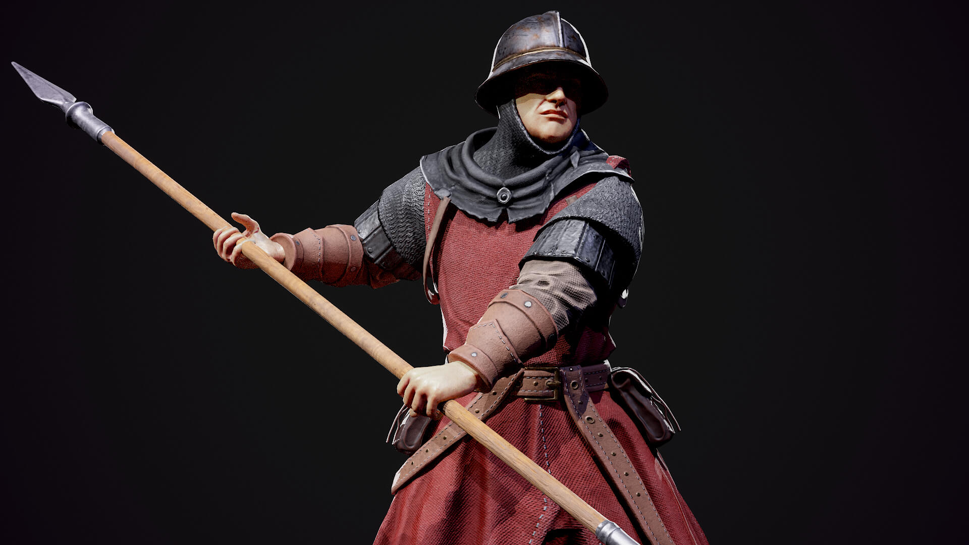 Medieval Spearman 3D Model