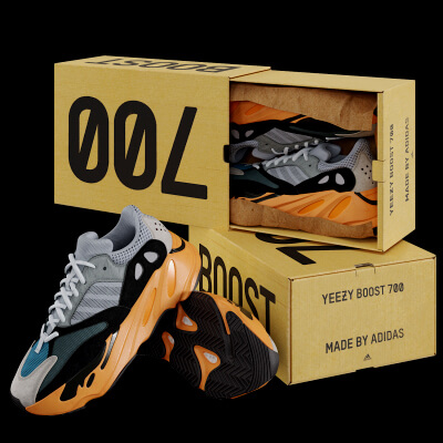 adidas Yeezy Boost 700 Wash Orange 3D Model