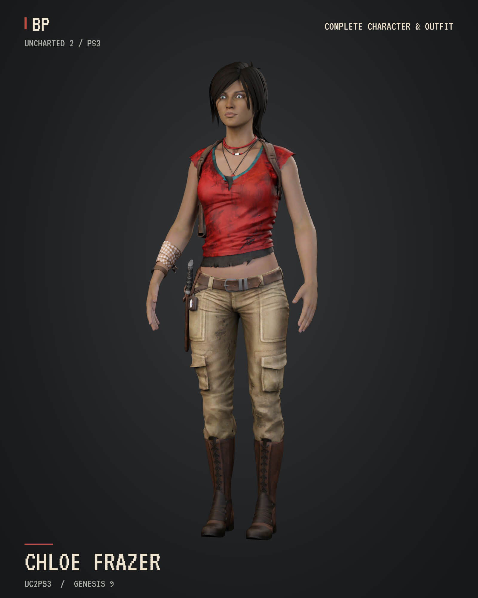 Chloe Frazer Uncharted 2 Among Thieves for Genesis 9 3D Model