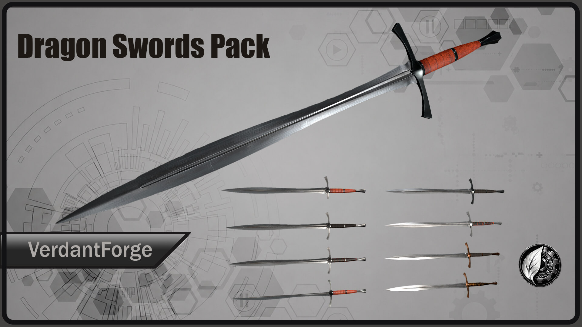 Dragon Swords Pack Game Ready 3D Model