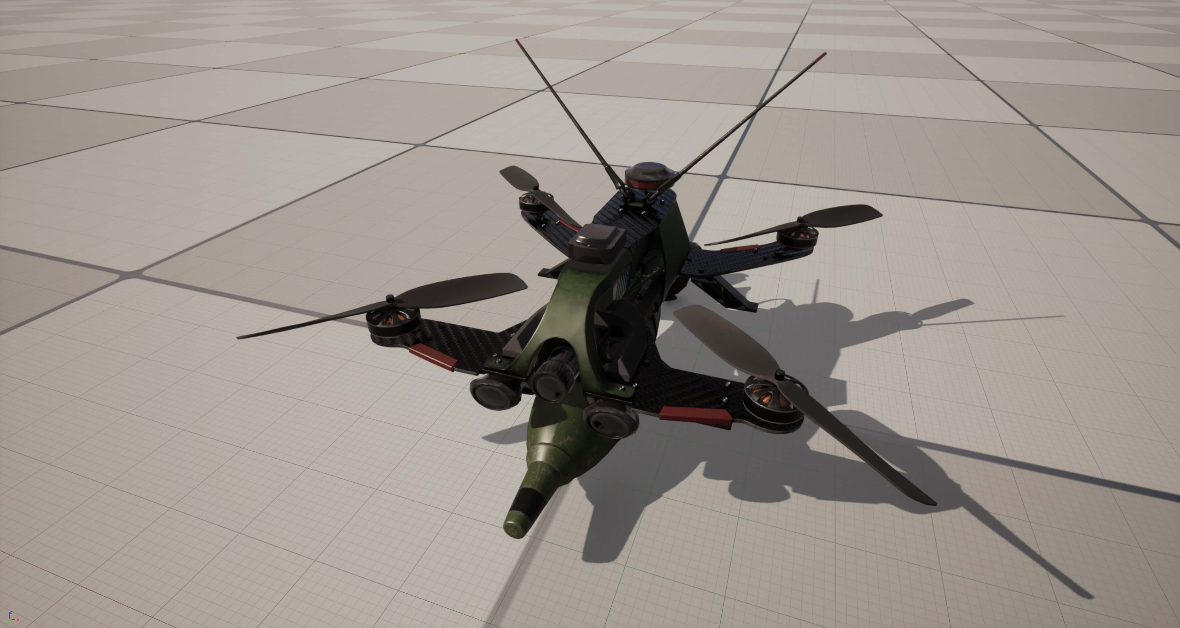 FPV Drone Valkyrie &ndash Military UAV 4K PBR Game Ready 3D Model