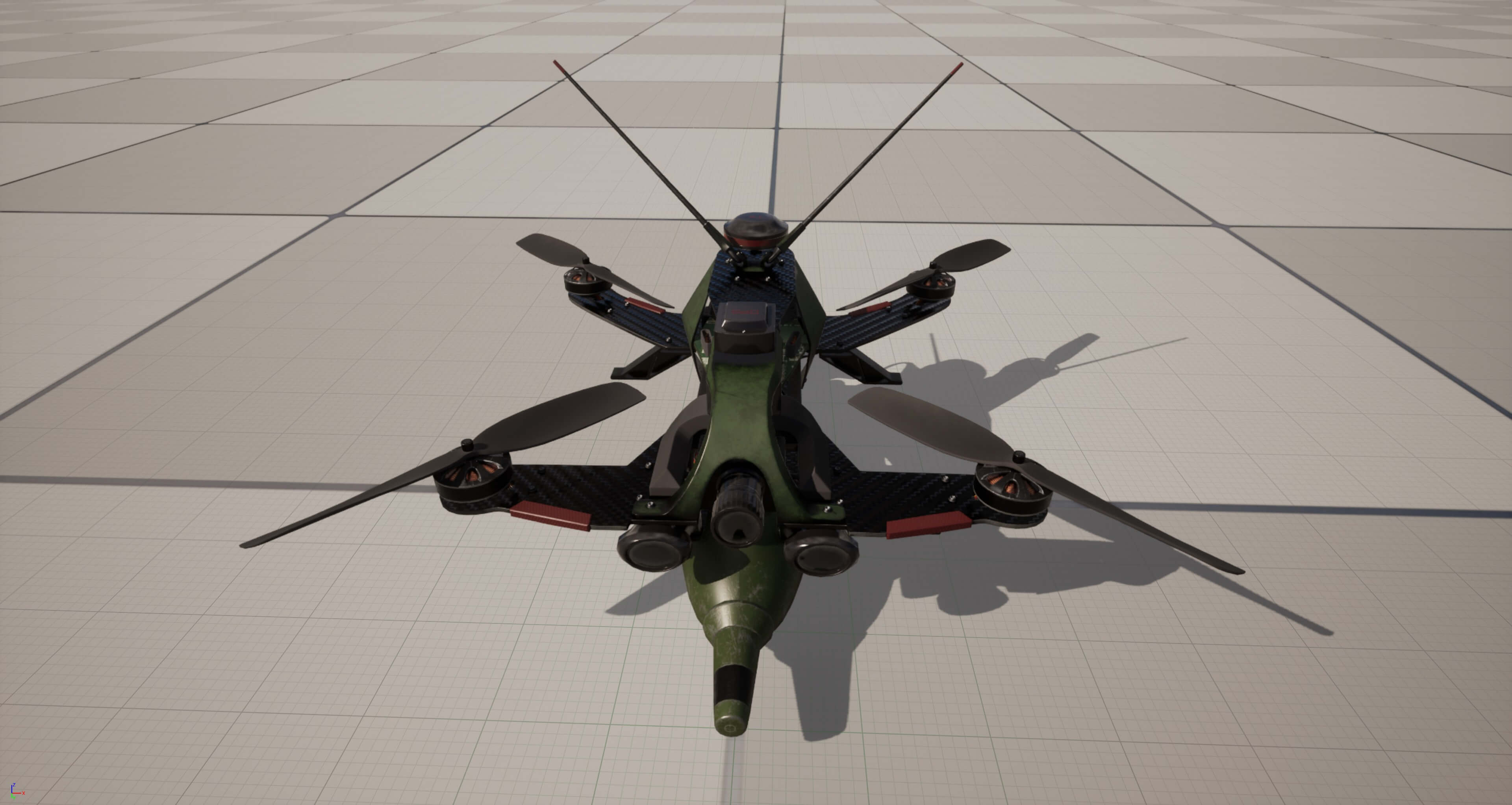 FPV Drone Valkyrie &ndash Military UAV 4K PBR Game Ready 3D Model