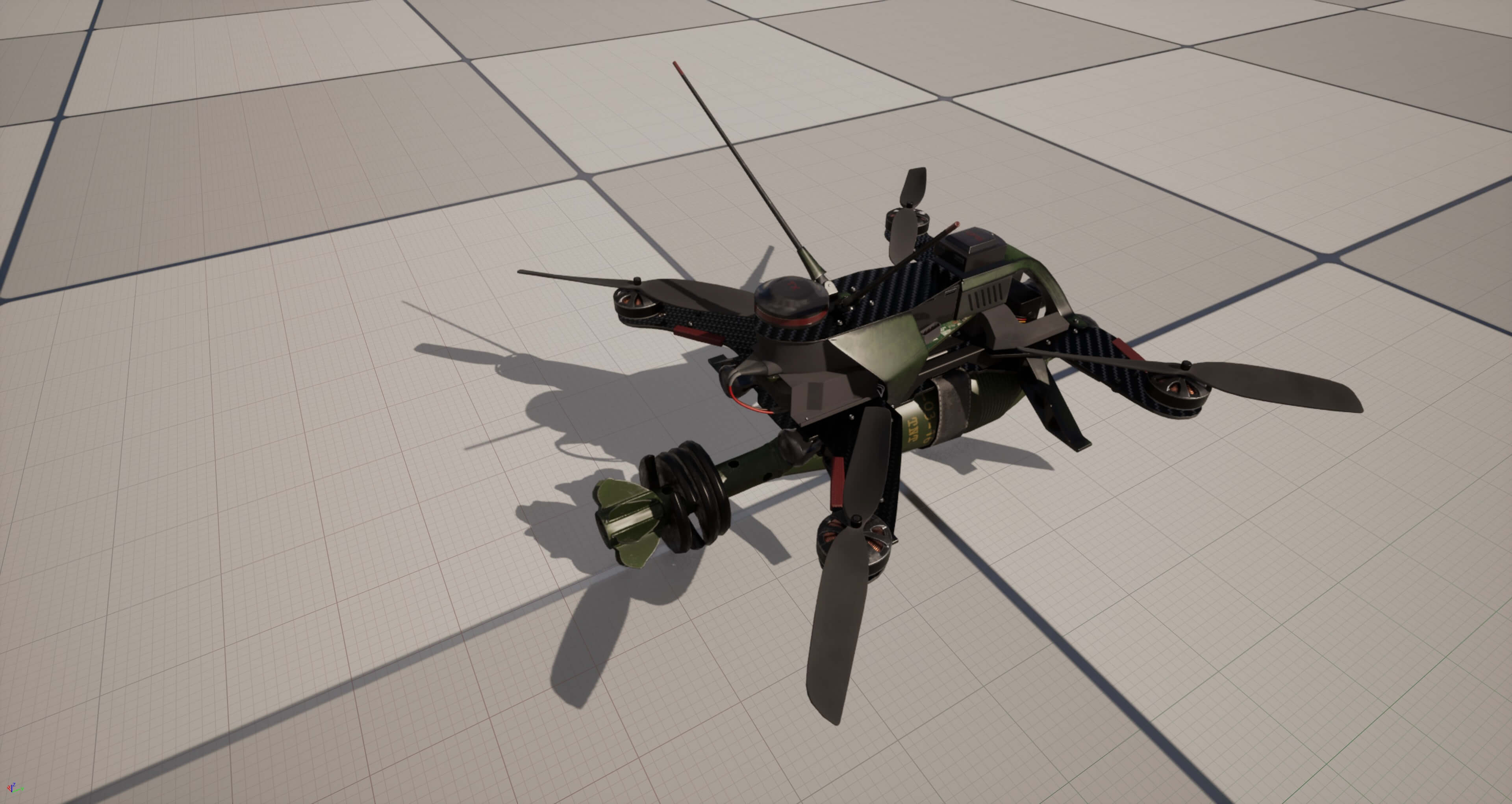 FPV Drone Valkyrie &ndash Military UAV 4K PBR Game Ready 3D Model