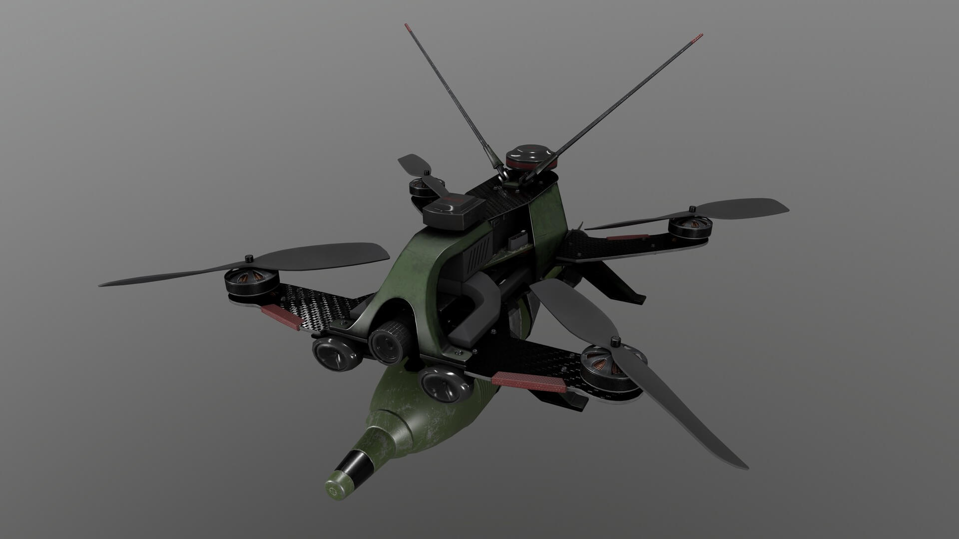FPV Drone Valkyrie &ndash Military UAV 4K PBR Game Ready 3D Model