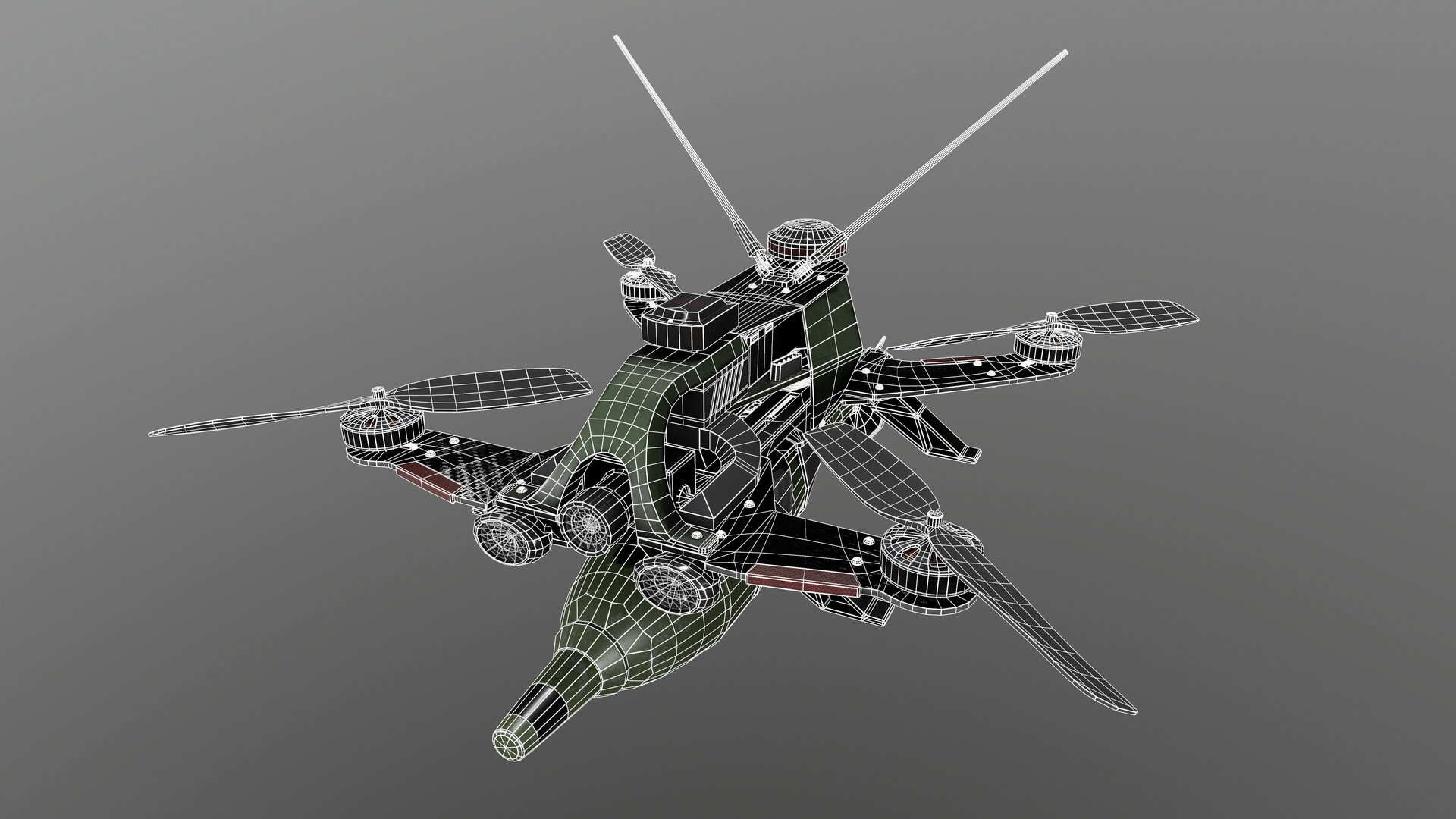 FPV Drone Valkyrie &ndash Military UAV 4K PBR Game Ready 3D Model
