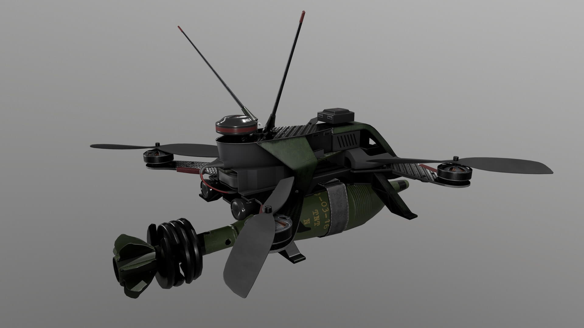 FPV Drone Valkyrie &ndash Military UAV 4K PBR Game Ready 3D Model