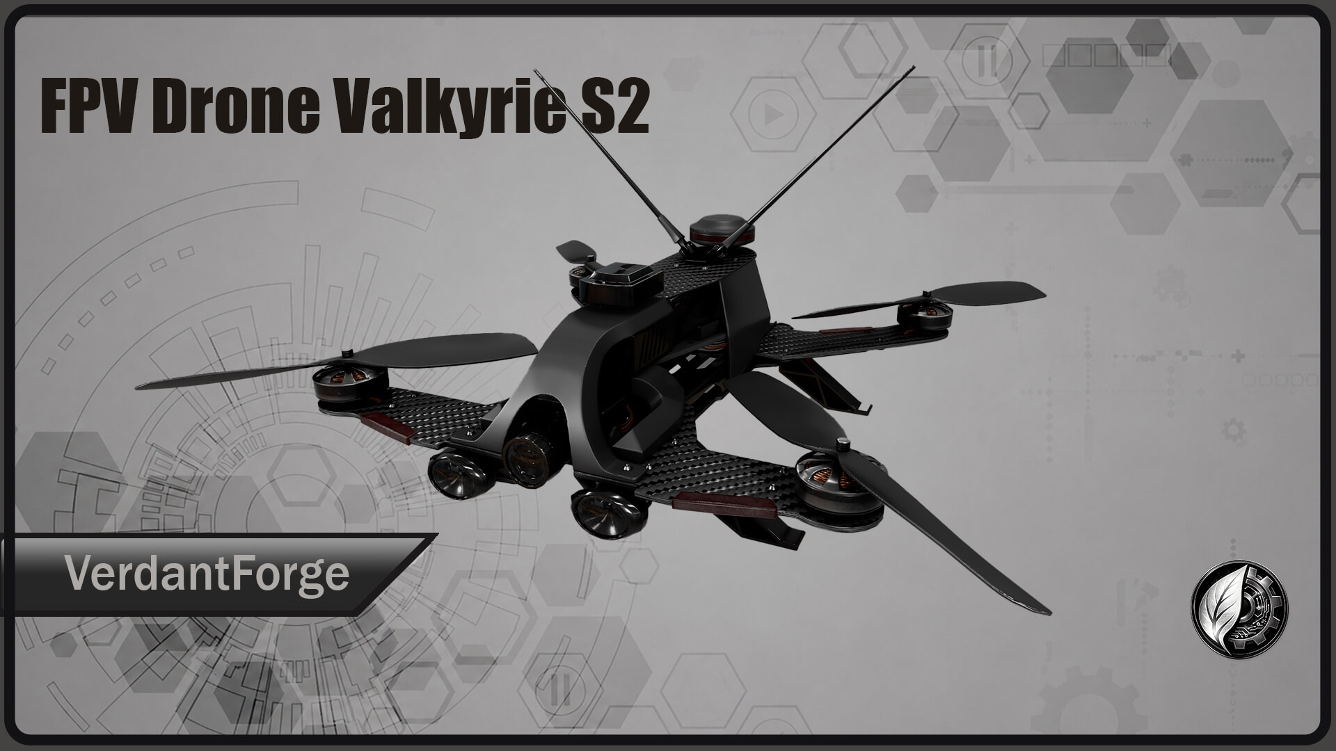 FPV Drone Valkyrie S2 &ndash Military UAV 4K PBR Game Read 3D Model