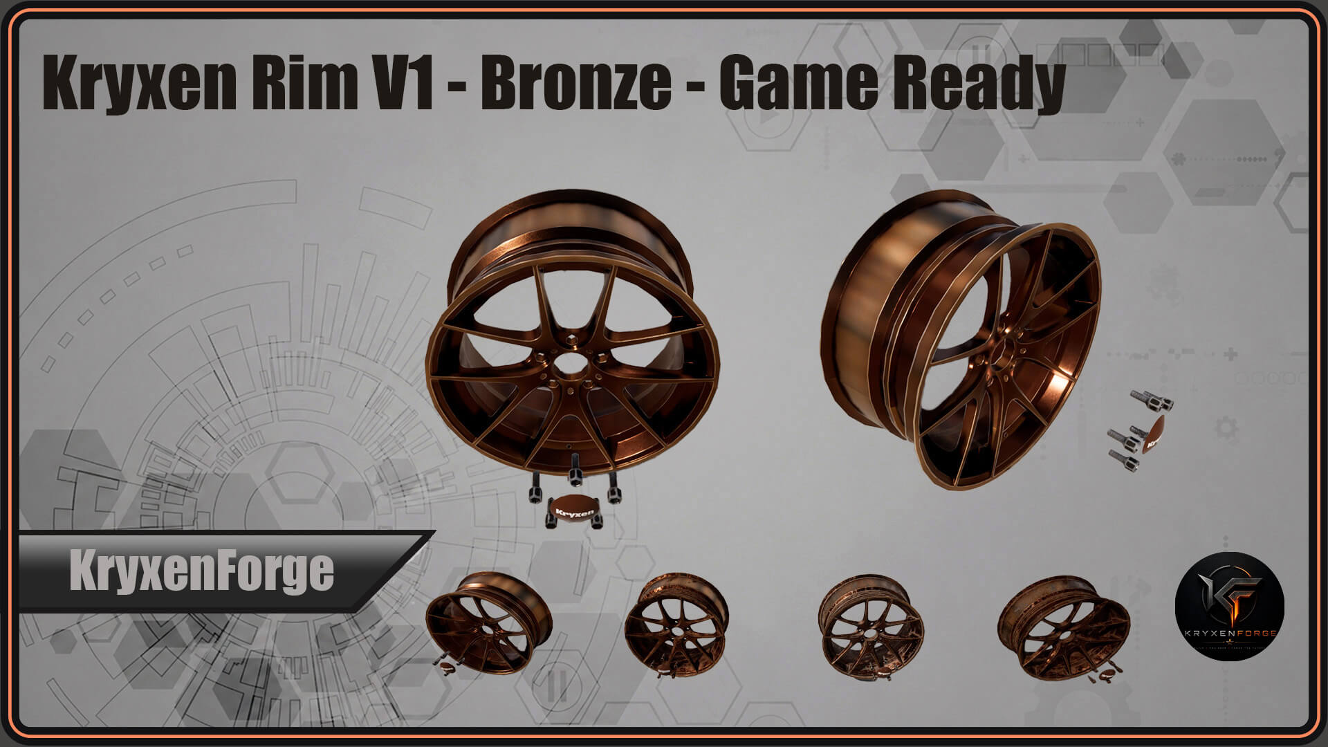 Kryxen Rim V1 - Bronze - Game Ready UE5 & Unity 3D Model
