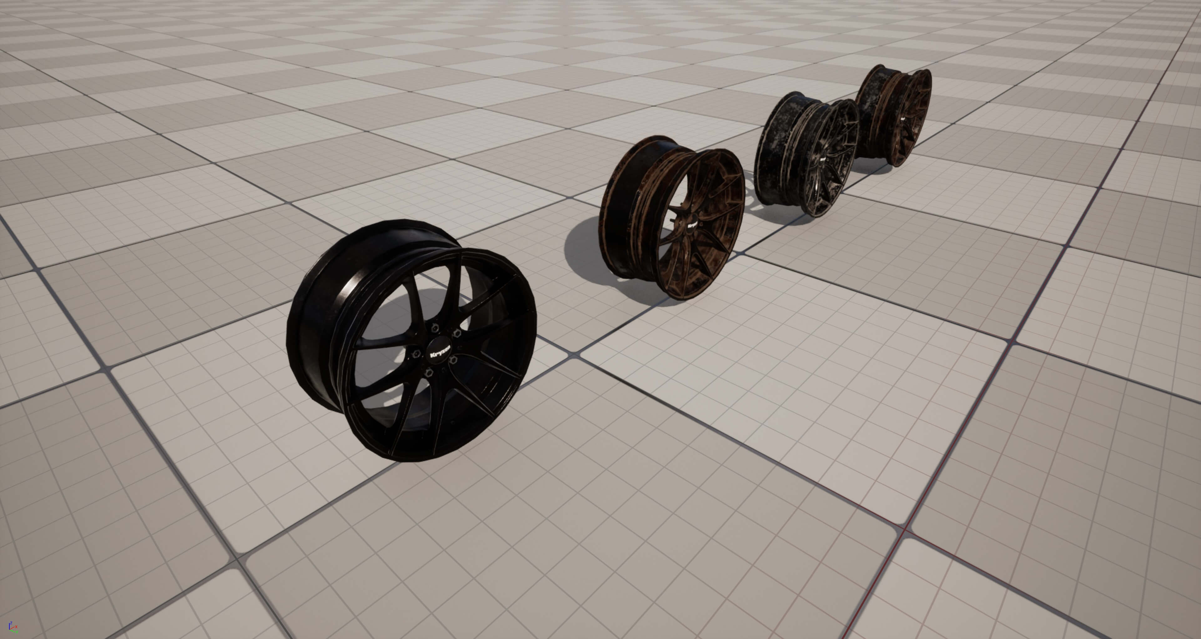 Kryxen Rim V1 - Gloss Black - Game Ready UE5 &amp Unity 3D Model
