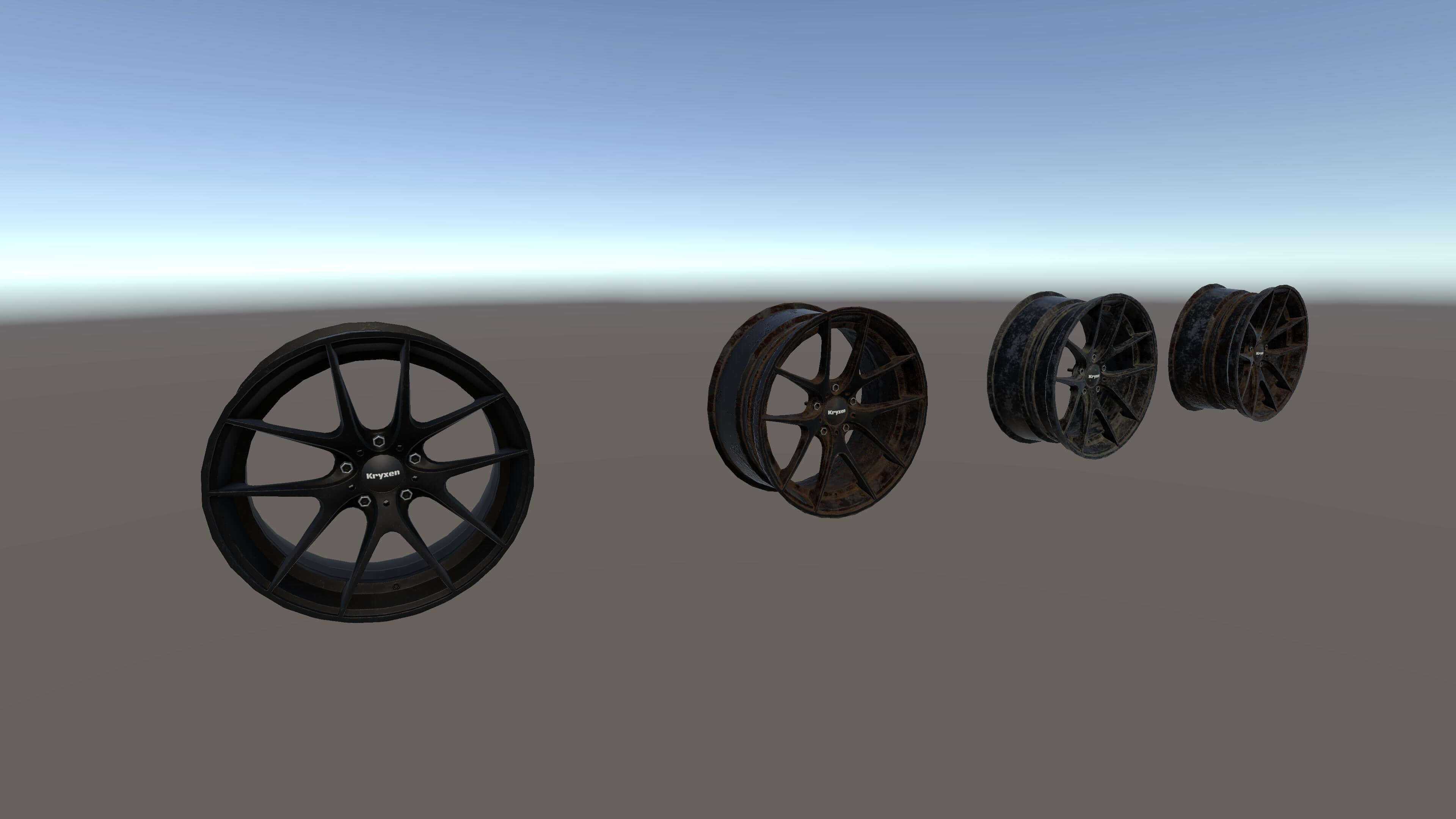 Kryxen Rim V1 - Gloss Black - Game Ready UE5 &amp Unity 3D Model