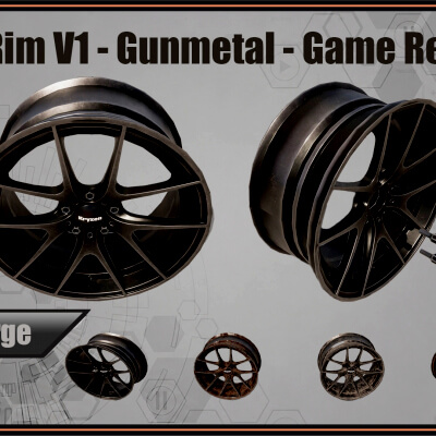 Kryxen Rim V1 - Gunmetal - Game Ready UE5 & Unity 3D Model